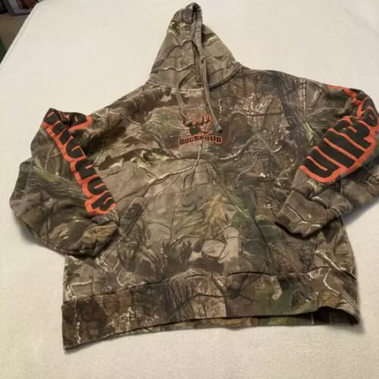 Buckedup Camo Pull Over Hoodie Size M