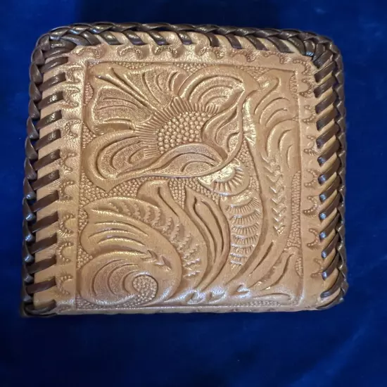 Handcrafted Tooled Western Leather Wallet bifold Cowboy Floral