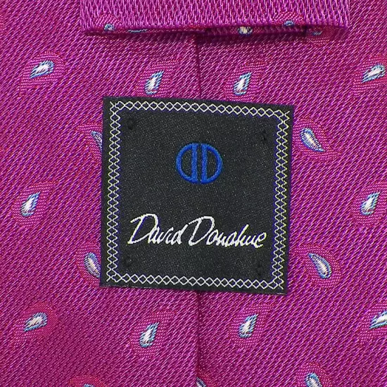 DAVID DONAHUE Mens Magenta Blue PAISLEY Self-tipped Handmade Woven Silk Tie NWT