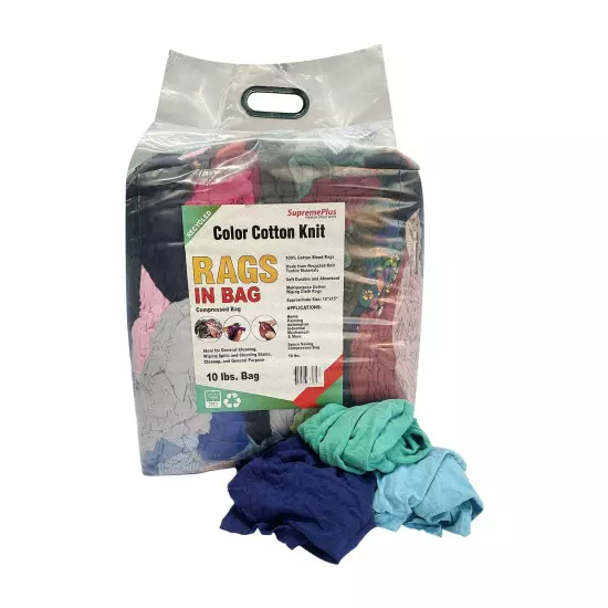 New Color Knit T-Shirt Wiping Rags 10 lbs. Bag Multipurpose Cleaning Cloths