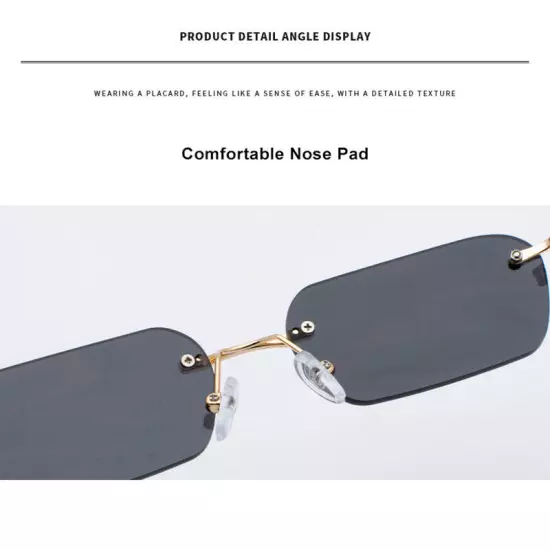 Small Rimless Rectangle Sunglasses Tinted Frameless Eyewear Vintage Sun Glasses