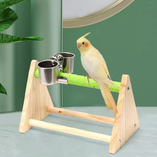 Parrot Playstand with Feeder Cup Chewing Toys Bird Playground for Large Bird