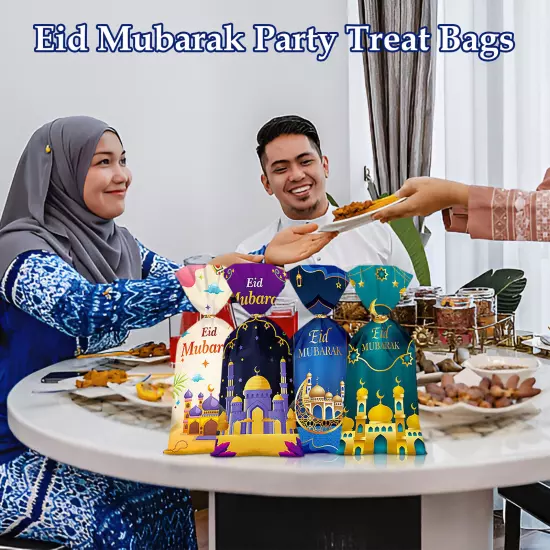 Eid Gift Pouches 50pcs Classic Large Candy Pouch Cellophane Treat Bags Gift Bags