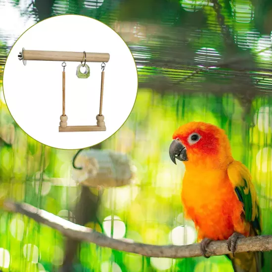 Bird Standing Toy Wooden Perch Bird Cage Stand Parrot Natural Wood Swing Toy