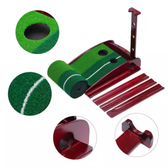 Adult Golf Putting Green Practice Mat W/ Auto Ball Return Portable Training Aid