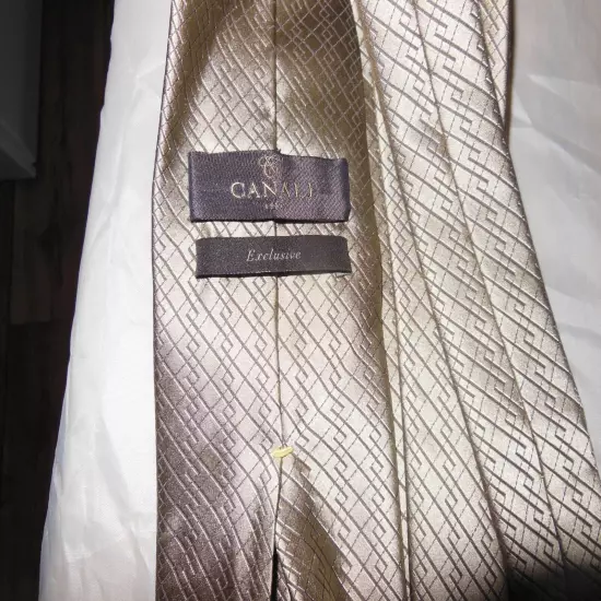 NICE CANALI 1934 EXCLUSIVE 3 FOLD LIGHT BROWN SILK TIE