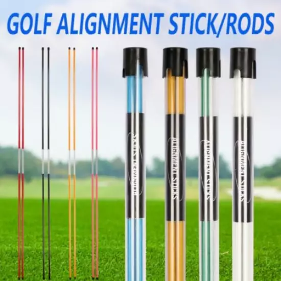 2PCS Golf Alignment Sticks Swing Tour Trainer Rod Ball Striking Practice Aid 