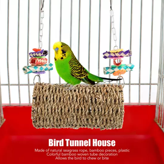 Parrot Grass Tunnel Chewing Relaxing Swing Bird Woven House Toy With Hole For