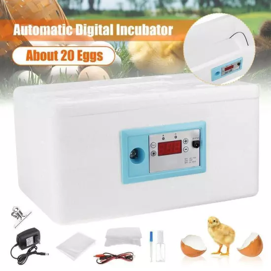 Automatic Digital Incubator Poultry Hatcher Temperature Control Brooder 20 Eggs