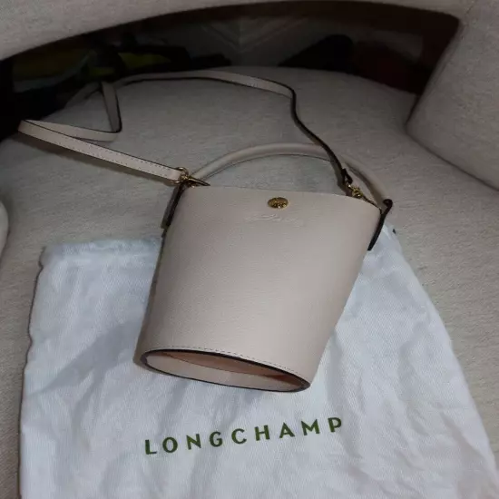 Longchamp Eggshell White Leather Epure XS Crossbody Bucket Bag $360 NEW