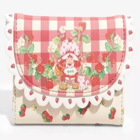 Strawberry Shortcake Gingham Mini Backpack Bag & Wallet Cardholder Set New