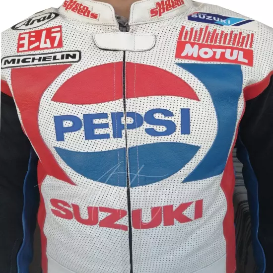 Vintage Pepsi Leather jacket Free Worldwide Shipping Motorcycle Biker Race Gear