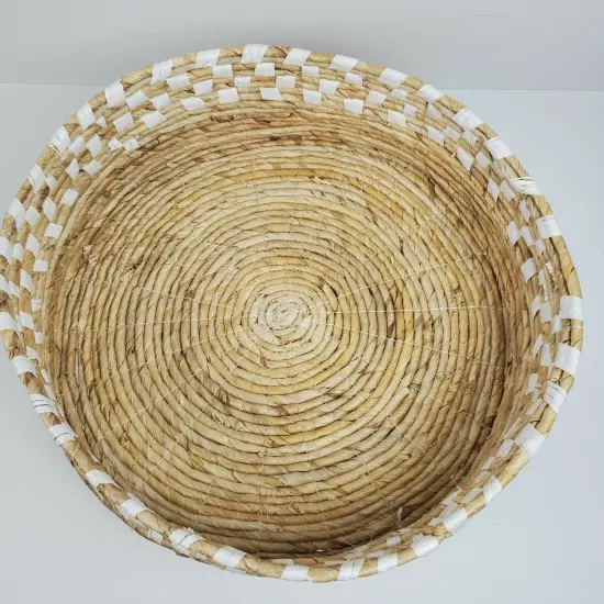 Vintage Coiled Rope Storage Basket Woven Large Bins Home Organizer 18x5"