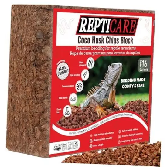 ReptiCare Compressed Coconut Chip Substrate for Reptiles 64 10 lb Breeder Block