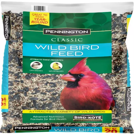 Pennington Classic Wild Bird Feed and Seed, 20 lb. Bag, Dry, 1 Pack