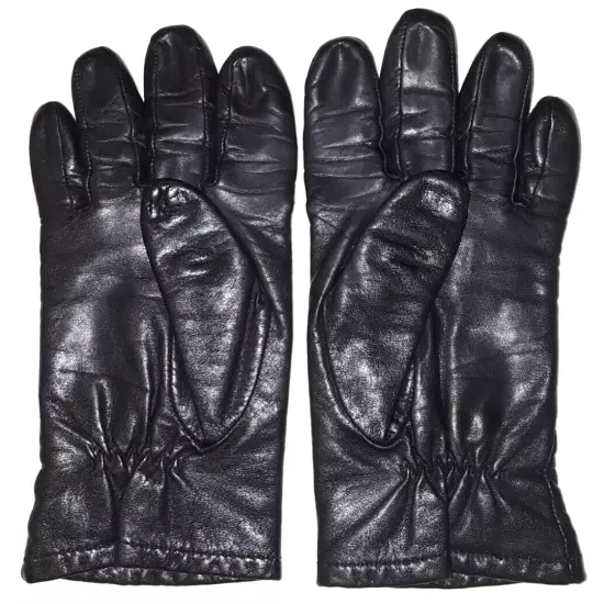 Womens lined black leather gloves size 7