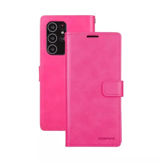 Mercury Blue Moon Diary Cover Case for Samsung Galaxy S21 Ultra-Hot Pink