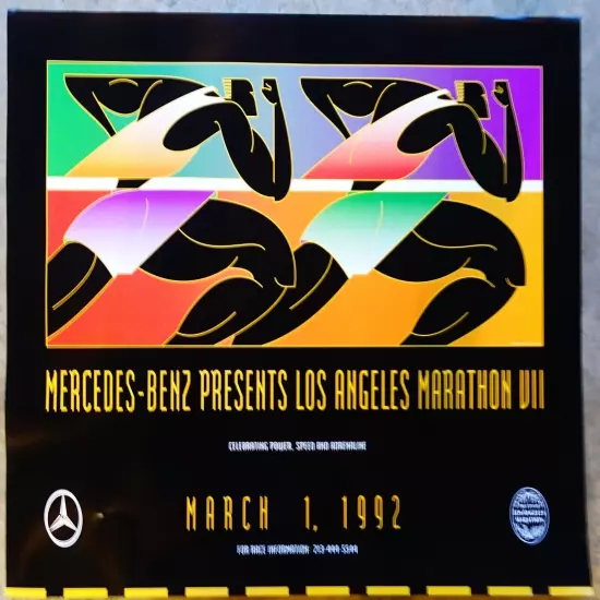 1992 Los Angeles Marathon 36" x 24" Modern Art Deco Poster Mercedes-Benz