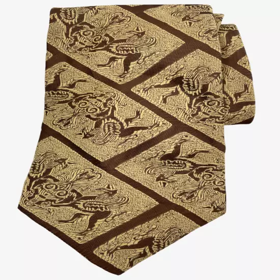 AquaMarine Winged Jackal Horse Egyptian Greek Mythical 1970s Tie Men's 4" x 56"