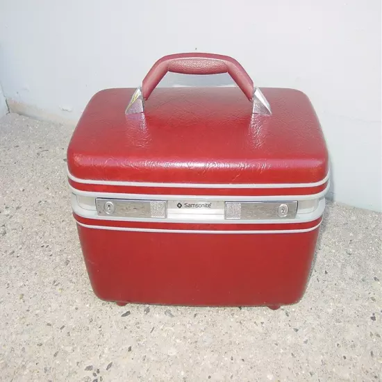 Samsonite Profile II Burgundy Cosmetic Train Case Carry W/Mirror No Keys No Tray