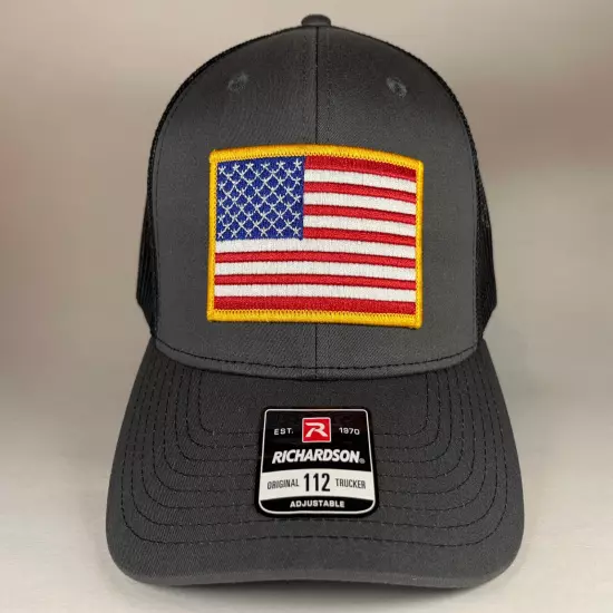 Richardson 112 American Flag 6 Panel Adjustable Snapback Trucker Mesh Hat