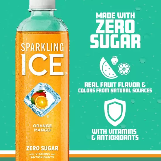 Sparkling Ice, Orange Mango Sparkling Water, Zero Sugar Flavored Water, with Vit