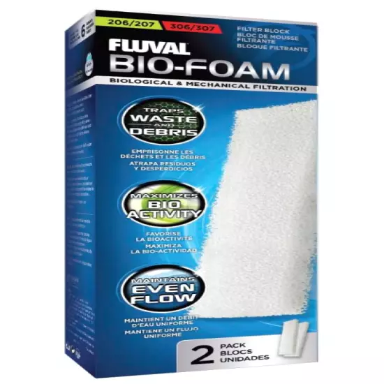 Fluval Bio-Foam 206 207 and 306 307 (2 pk) Fish Tank Aquarium Filter Media