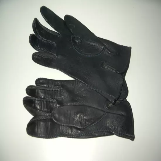 Vintage 50's Czechoslovakia Black Kid Leather Gloves - Small