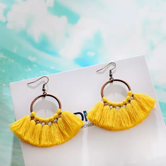 Fashion Women Bohemian Earrings Long Tassel Fringe Drop Dangle Ear Stud Jewelry