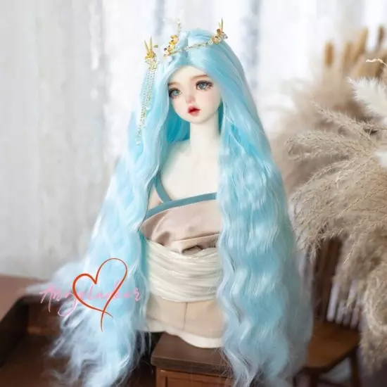 1/6 1/4 1/3 Uncle BJD Long Wig Center Parting Handmade Curly Doll Hair 7 Colors