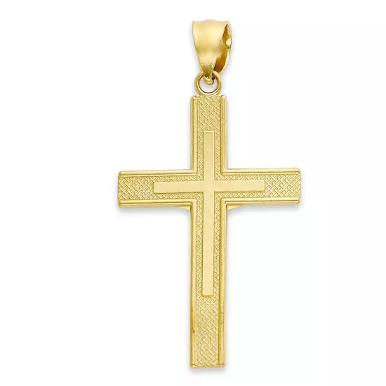 Solid Gold Cross Pendant, 10 or 14k, Crucifix Pendant Religious Jewelry For Men