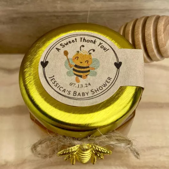 Set of 20 Fresh Raw Honey Bridal Shower Favors, 1.5oz Jars Honey, Baby Shower