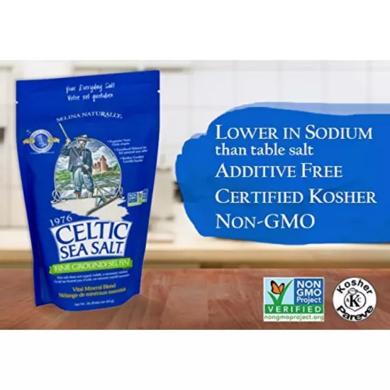 Light Grey Celtic Sea Salt 1 Pound Resealable Bag Additive-Free, Delicious Sea