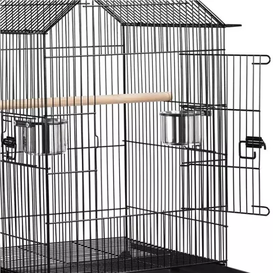 57'' Open Top Bird Cage Double Roof Top Parakeet Cage for Medium Small Parrots 