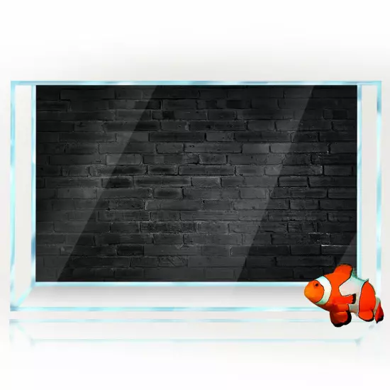 Aquarium Décor Background Sticker, Black Brick Wall Fish Tank Poster