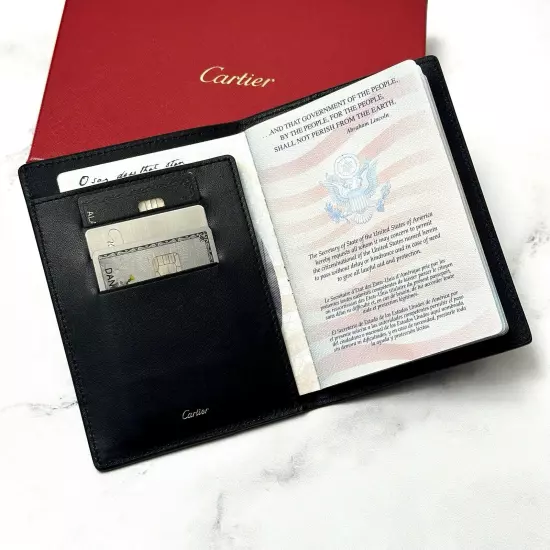 Cartier Passport Holder Noir Black Cowhide Leather AD VIP Gift