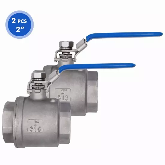 2P VAV 2 " Ball Valve Full Port, 316 Stainless Steel, 1000 WOG for Water 2 Pack