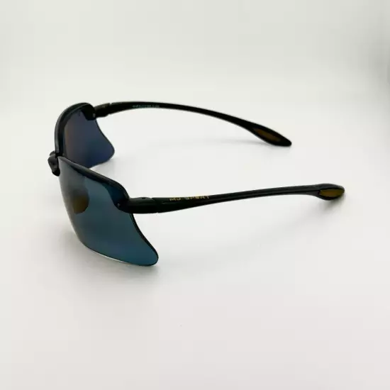 Maui Jim MJ-411-02 Black Polarized Mens Sports Sunglasses with Case