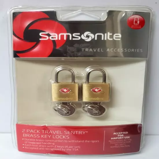 Samsonite Brass Luggage Locks 2 Pack Travel Sentry New