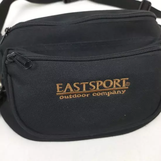 Vintage 90's EASTSPORT Fanny Pack Hiking Travel 3 Pouch Black w/ Key Clip MINT