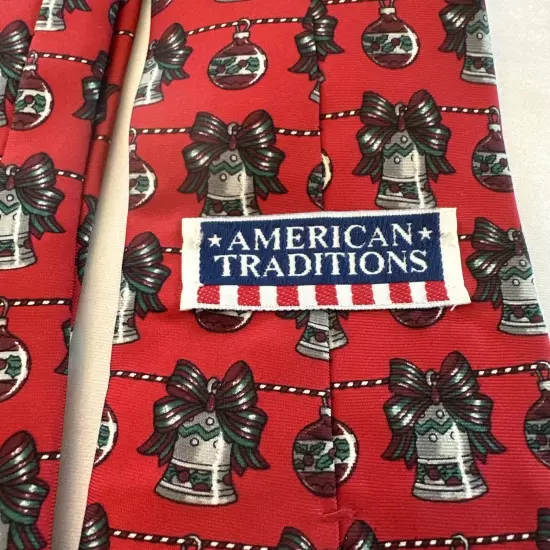 American Traditions Christmas Bells Red Men’s SILK Neck Tie