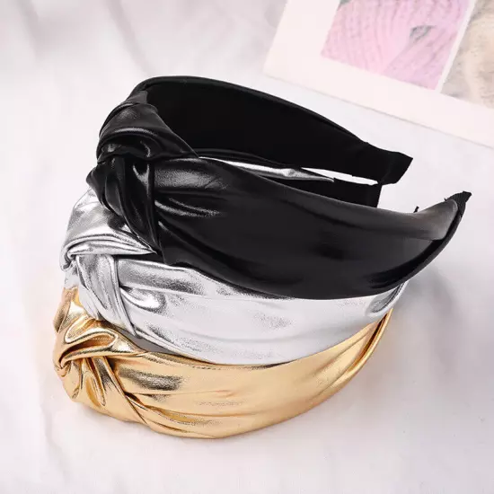 Women PU Leather Wide Headband Hairband Girls Hair Hoop Solid Accessory*