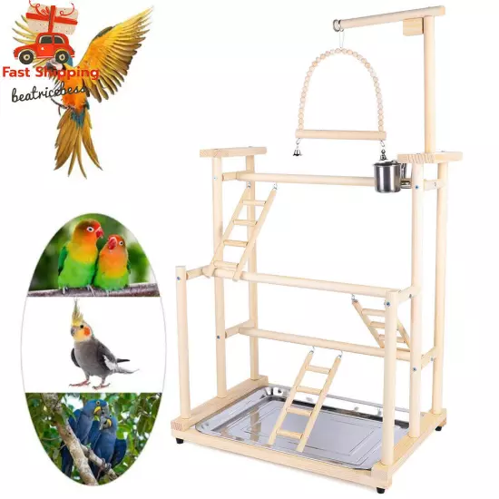 Pet Parrot Playstand Parrots Bird Playground Bird Play Stand Wood Perch Gym Play