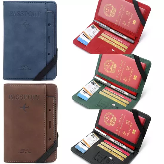 Family Travel Wallet Passport Holder RFID Blocking Document Organizer Bag Case