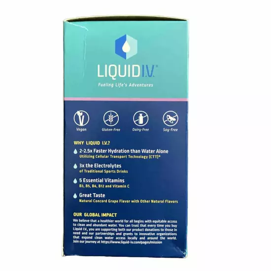 10 PACK Liquid Iv Electrolytes HYDRATION MULTIPLIER CONCORD GRAPE 5.64 Oz