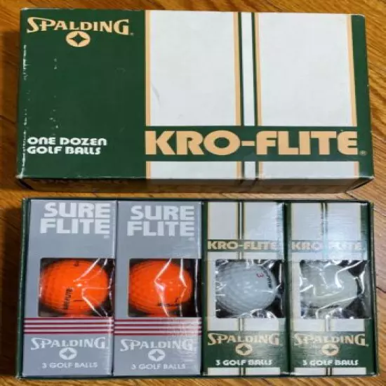 Vintage SPALDING KRO-FLITE Golf Balls Sure Flite Dozen 12 Balls NIB Made in USA