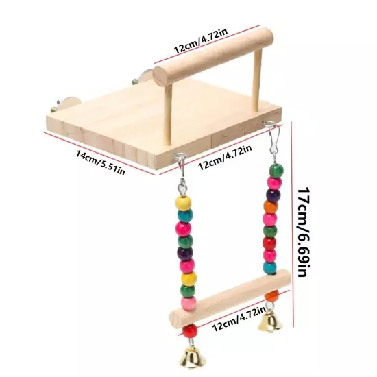 Bird Platform Wooden Parakeet Toys With Swing for Cage Bird Perches With Rattle