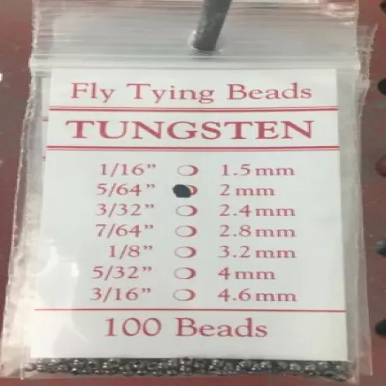  Tungsten Beads 100 Ct. Nickel Black All Sizes 1/16 to 3/16 100 Count Pkg