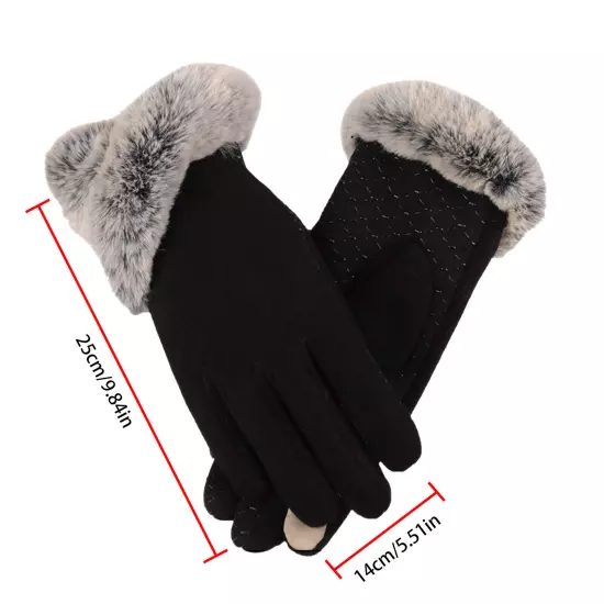 Women Winter Touchscreen Gloves For Cold Weather Solid Thermal Knit Cuff Gloves