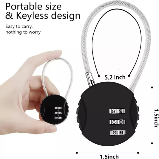 2 Pack Combination Lock 3 Digit Outdoor Waterproof Padlock for School Gym Locker